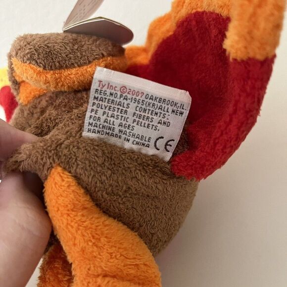 TY Pluffies Gobble the Turkey Plush Lovey 8” Beanie Stuffed Tylux 2007 - Picture 11 of 11